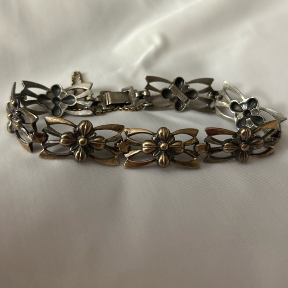 Vintage Symmetalic Sterling 14K Bracelet Art Deco Retro - Picture 3 of 7